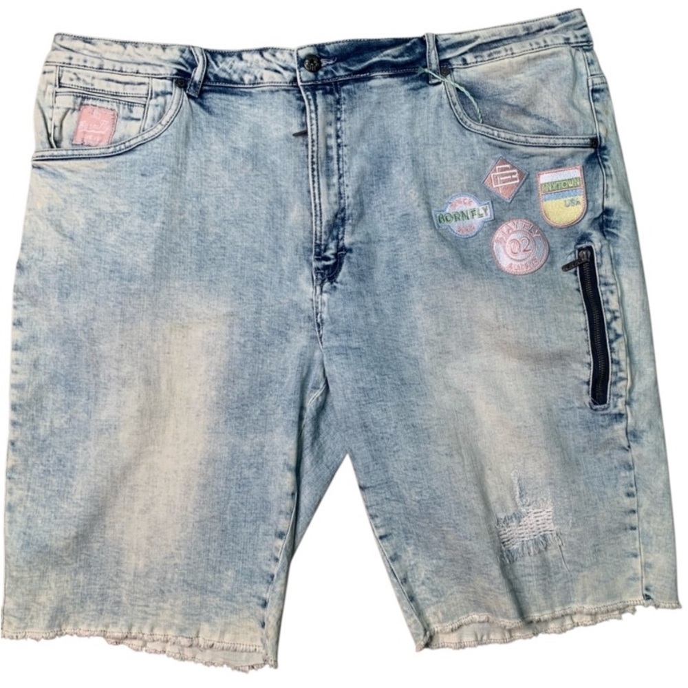 Sz various born fly Light Blue Denim Shorts with Patches